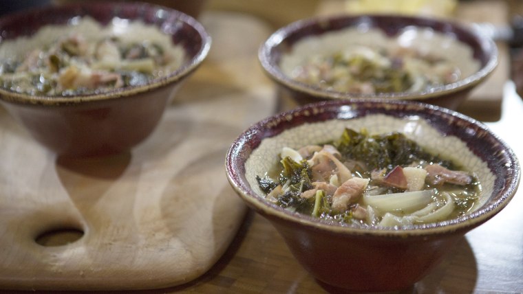 Ham, Kale and Pasta Soup