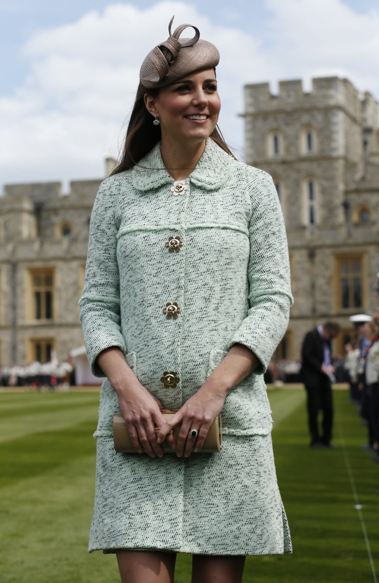 Catherine, Duchess of Cambridge attends the National Review of Queen's Scouts at Windsor Castle on April 21, 2013.