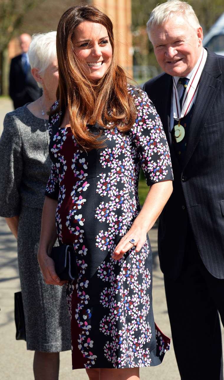 Catherine, Duchess of Cambridge attends arrives to visit The Willows Primary School, Wythenshawe to launch a new school counseling program on April 23 in Manchester, England.
