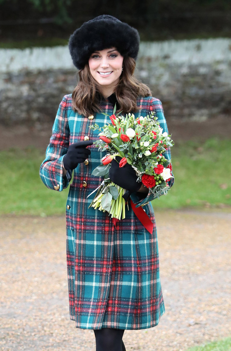 Catherine; Duchess of Cambridge attends Christmas Day Church service at Church of St Mary Magdalene on December 25, 2017 in King's Lynn, England.