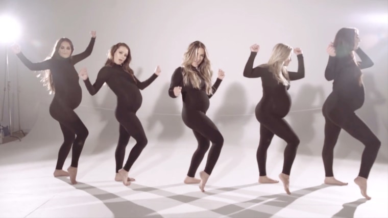 Jesse James Decker takes on a Beyoncé-style video with four other pregnant dancers in "Flip My Hair." 