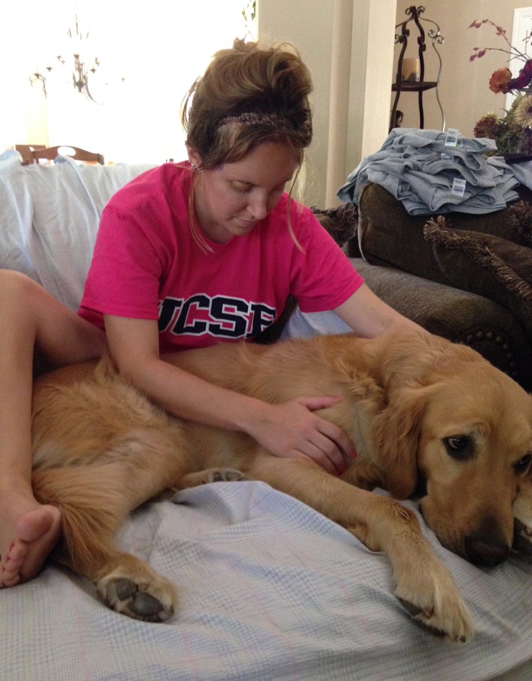 Woman battling cancer gets covered in puppies