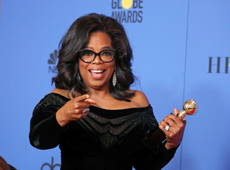 Image: FILE PHOTO: Oprah Winfrey with her Cecil B. DeMille Award at the 75th Golden Globe Awards in Beverly Hills