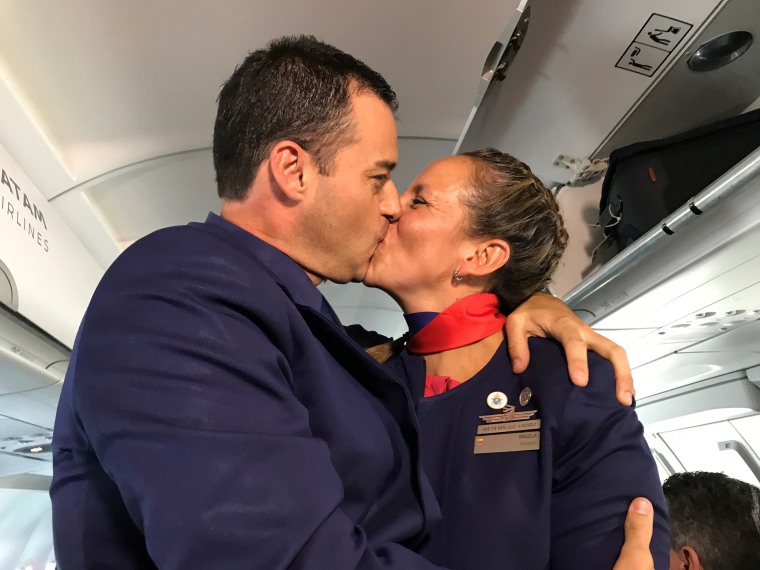 Flight attendants who were married by the pope during ceremony on flight in Chile