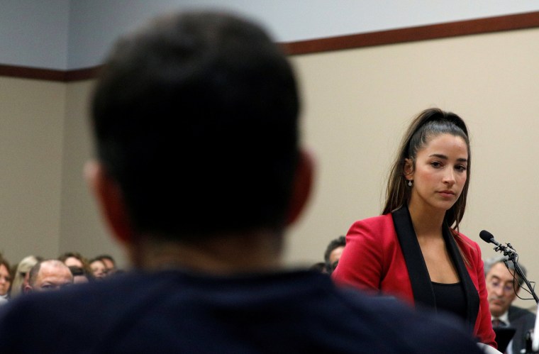 Aly Raisman speaks at the sentencing hearing for Larry Nassar