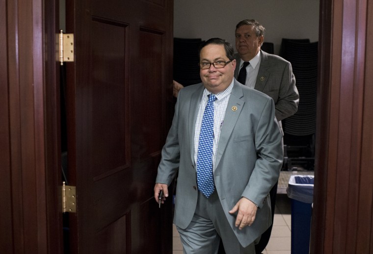 Rep. Blake Farenthold, R-Texas, leaves a meeting in the Capitol in 2015.