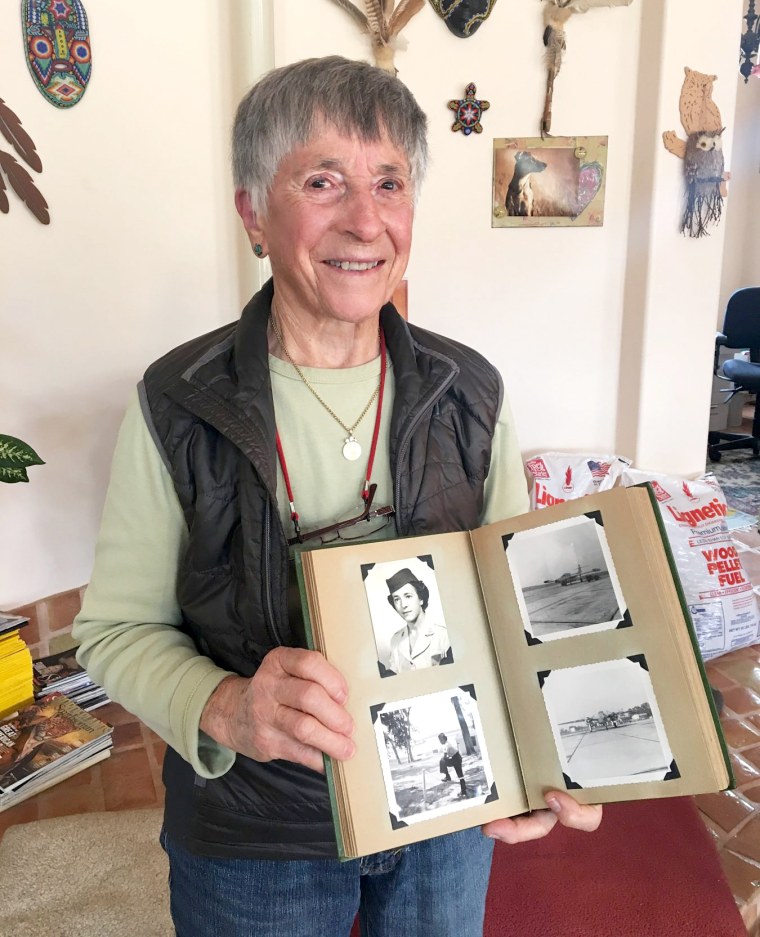 Image: Helen James with her Air Force images.