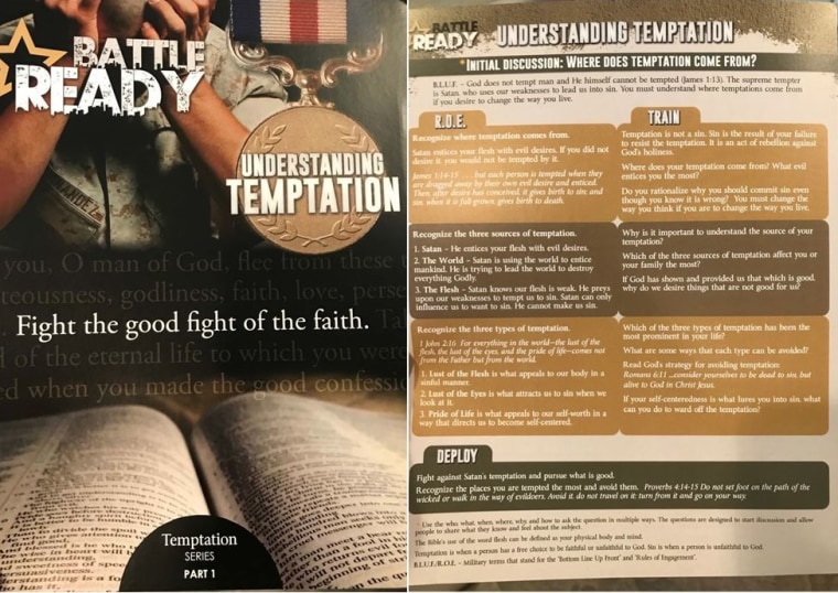 A religious pamphlet allegedly sent to same-sex couple Stephen Heasley and Andrew Borg by Vistaprint, according to a federal lawsuit.