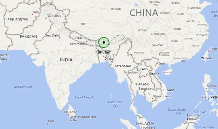 Image: Map showing the location of Bhutan