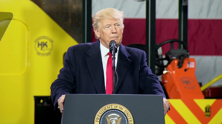 Image: President Trump visits Coraopolis, Pennsylvania, where he will delivers a speech on the economy and taxes from a manufacturing factory, H and K Equipment Inc.