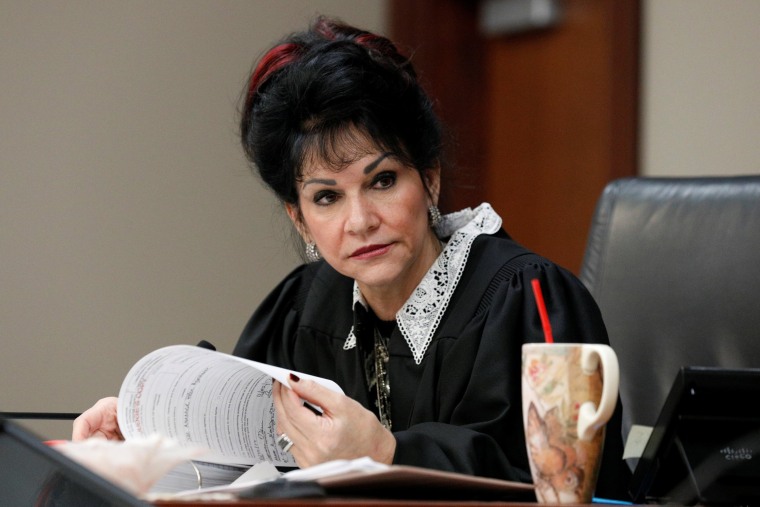 Image: Circuit Court Judge Rosemarie Aquilina addresses Larry Nassar, a former team USA Gymnastics doctor, who pleaded guilty in November 2017 to sexual assault charges, during his sentencing hearing in Lansing