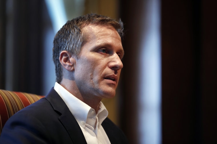 Image: Missouri Gov. Eric Greitens speaks during an interview