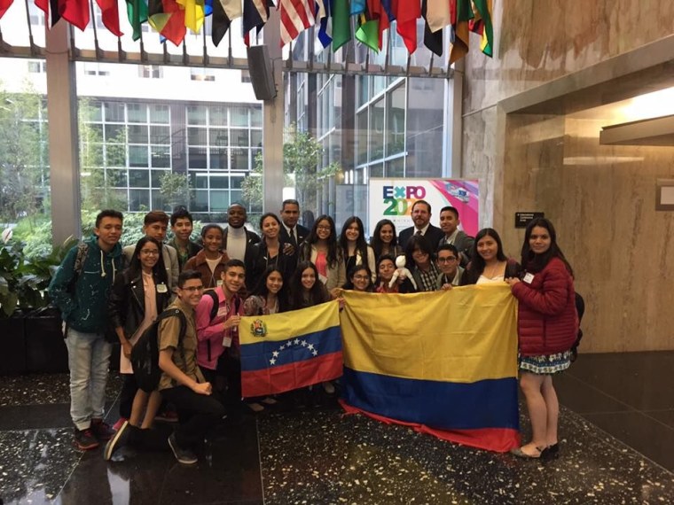 Participants from Colombia and Venezuela in the Partners of the Americas youth cultural exchange in Washington, DC.