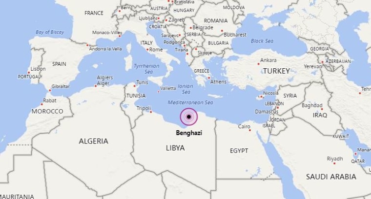 Image: Map showing Benghazi, Libya