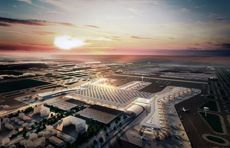 Image: An artist's impression of the new Istanbul airport, whose first terminal will be the world's largest.