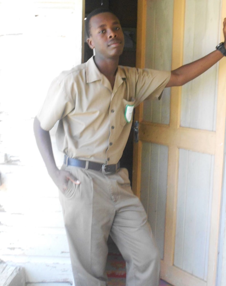 Image: Errol Wray Jr. in school as a child in Jamaica.