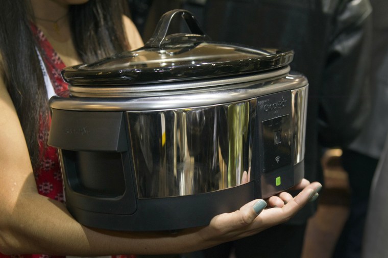 A Belkin Crock-Pot WeMo Smart Slow Cooker is displayed during "CES Unveiled," a media preview event to the annual Consumer Electronics Show (CES), in Las Vegas