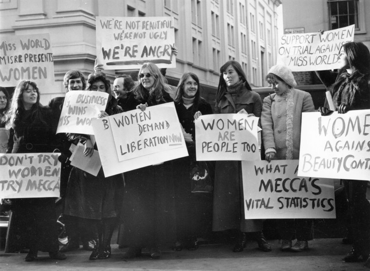 Image: The Women's Liberation movement protests against the Mecca Organisation's Miss World Contest on Dec. 22, 1970.