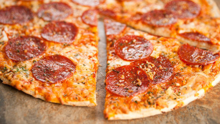 Image: Freshly Baked Thin Crust Pepperoni and Cheese Pizza;