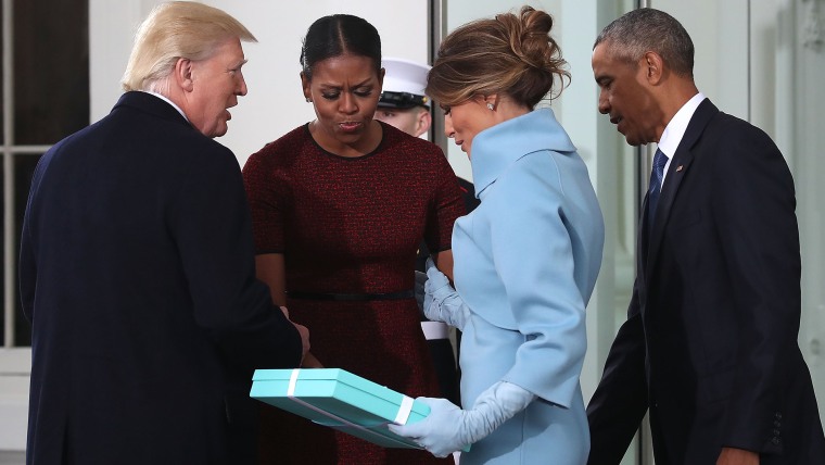 Donald And Melania Trump Arrive At White House Ahead Of Inauguration