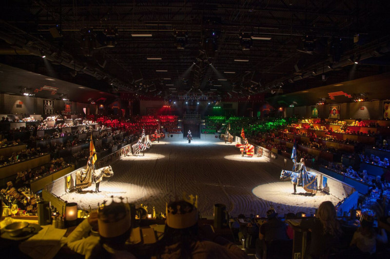 The full Medieval Times arena showcasing the knights