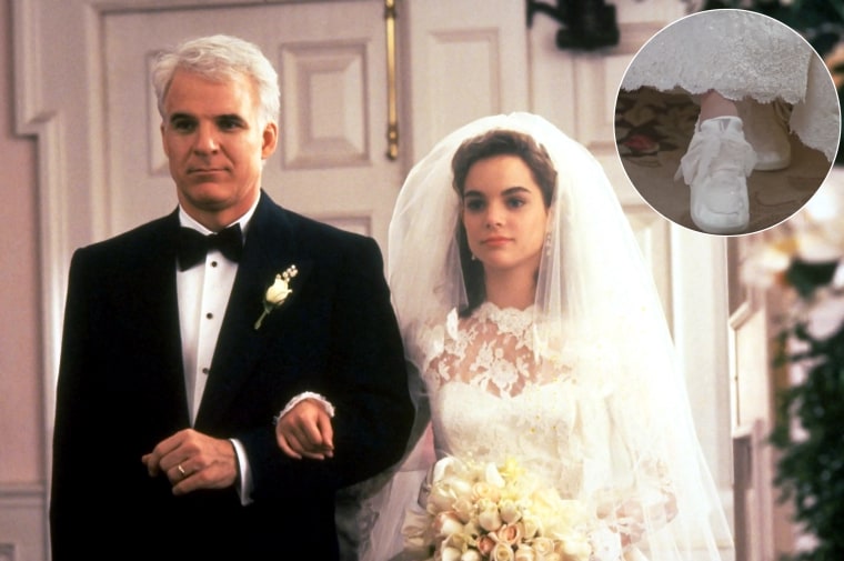 In the film “Father of the Bride,” actress Kimberly Williams' character famously wore sneakers under her wedding gown. 