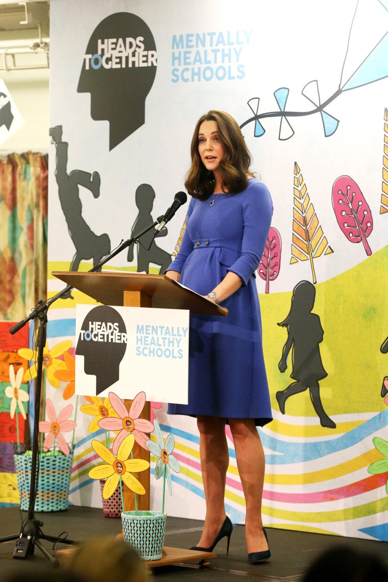 Image: Britain's Catherine, The Duchess of Cambridge, speaks during a visit to Roe Green Junior School, Brent, London