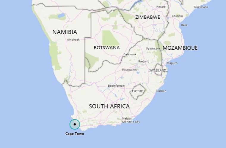 Image: Map showing Cape Town, South Africa