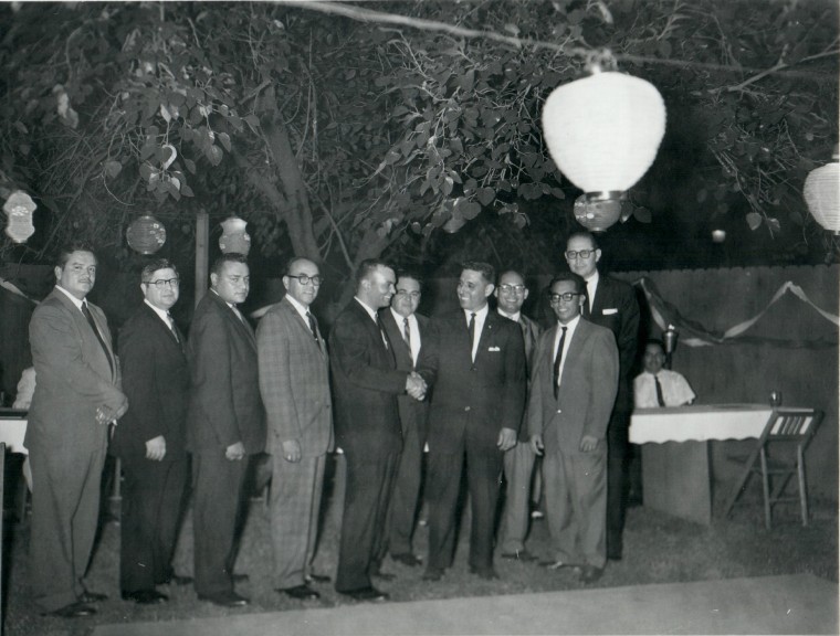 A picture of new LULAC Council 60 officers being sworn in from March, 1961.