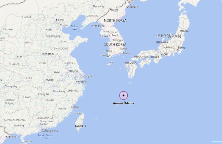Image: Map showing Amami-Oshima