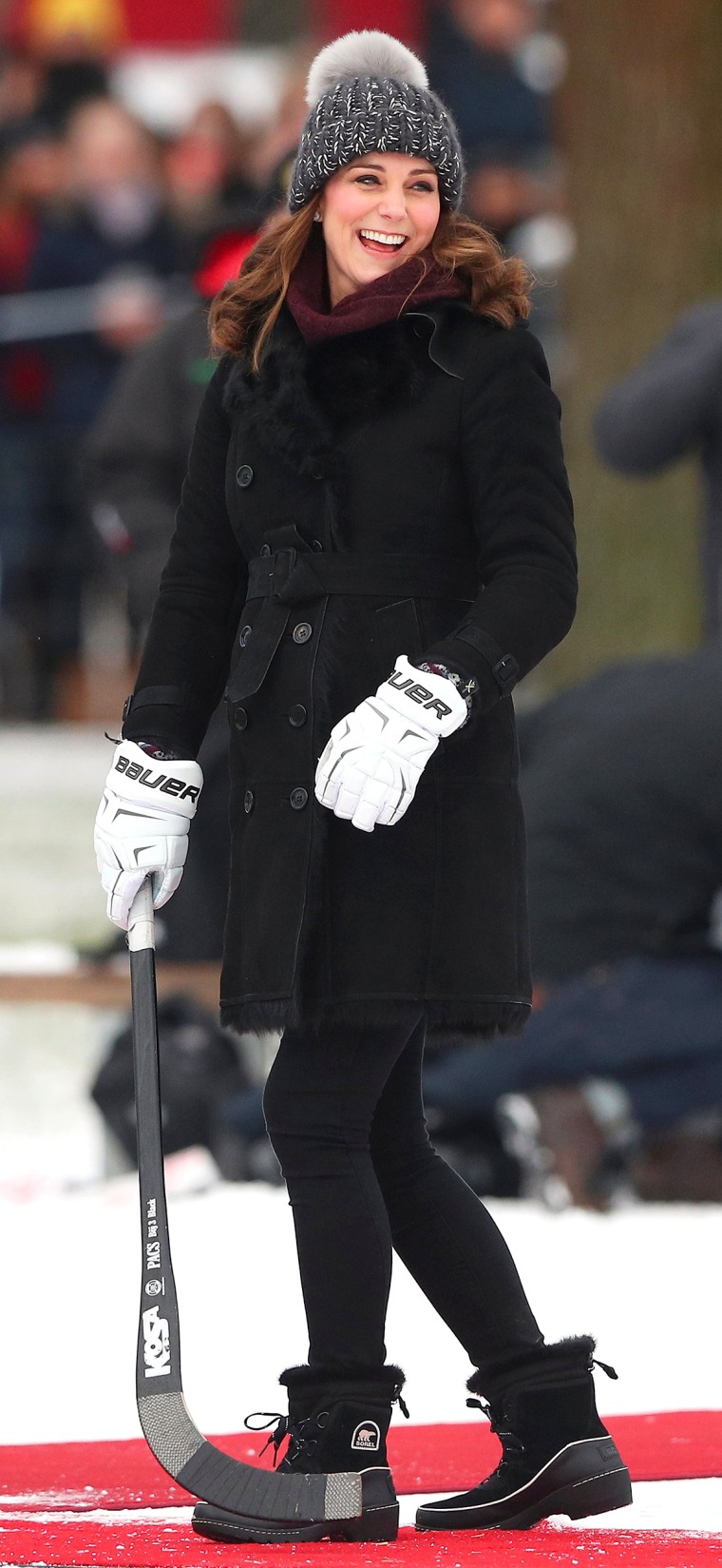 Image: Britain's Catherine, the Duchess of Cambridge, visits a bandy ice rink during her official visit with Prince William in Stockholm