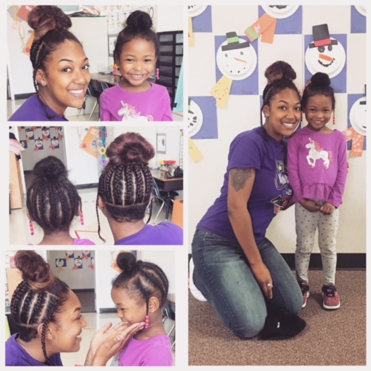 Leigha Bishop, a teacher at Lakeview Elementary School in Texas, with her student August Burroughs, 4.