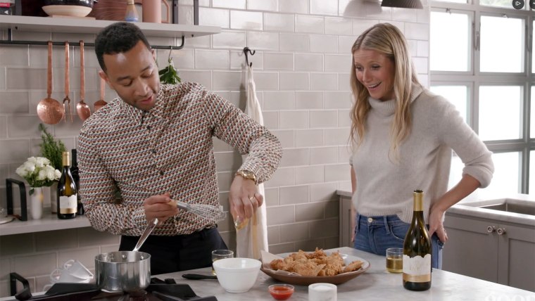 "This is unfair, that you write music like that and you cook like this," says Paltrow.