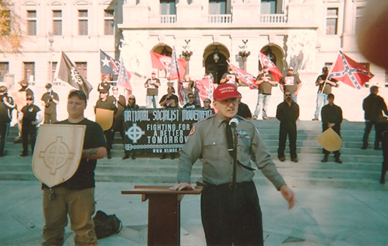 Image: Arthur Jones speaks in support of Donald Trump in Harrisburg, Penn.