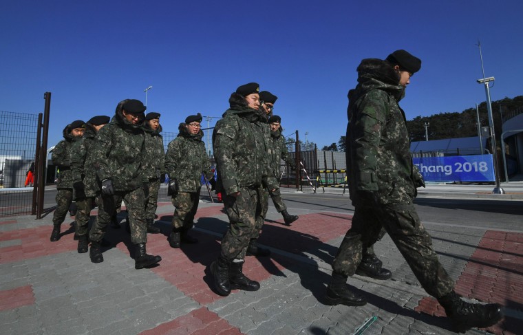 Image: South Korean soldiers move at a security checkpoint