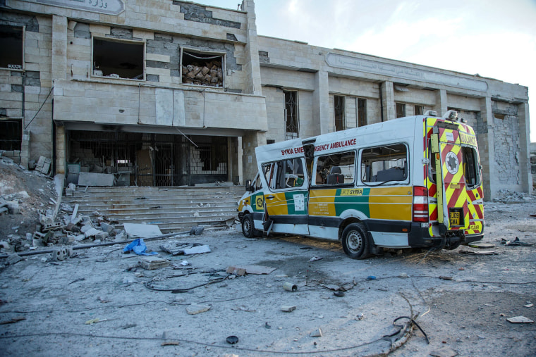 Image: A destroyed hospital in Kafr Nabl 
