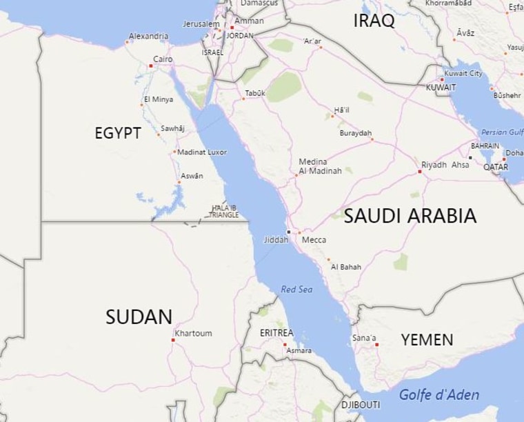 Image: Map showing Eritrea, Sudan, Egypt, Israel