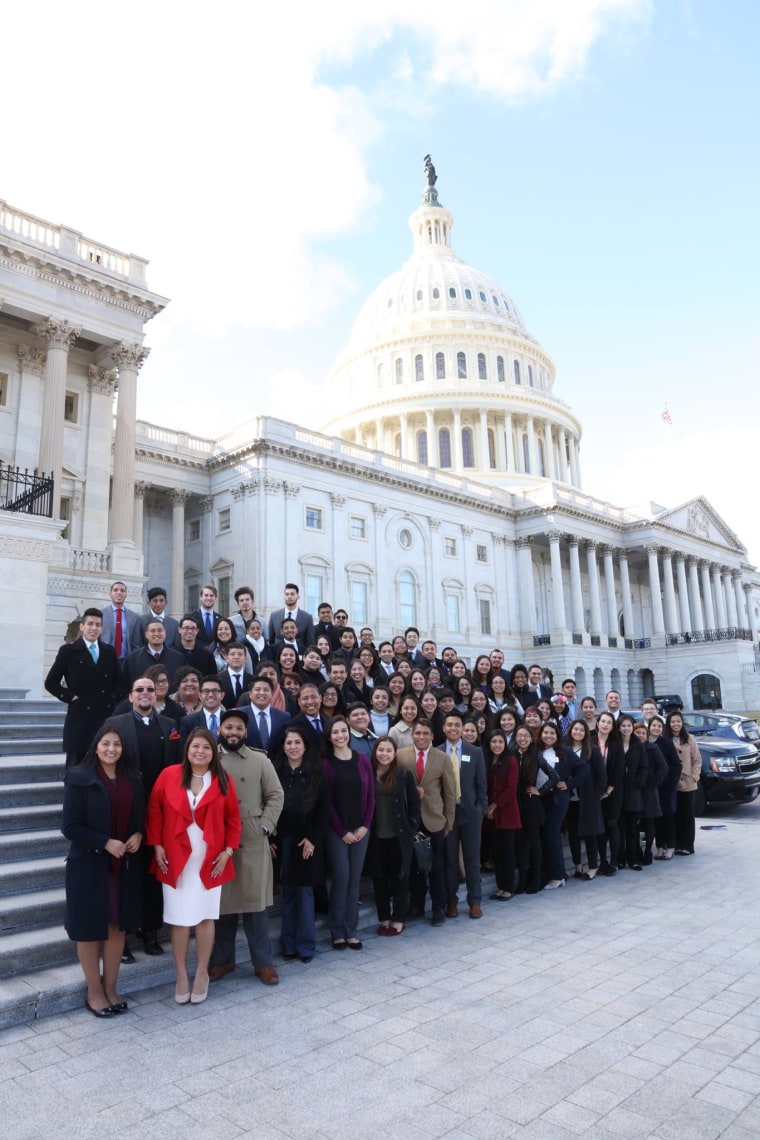 Abigail Zapote, LULAC national vice president for Young Adults, stands with young leaders of  Latino groups who attended LULAC’s 2017 EMERGE conference. 

