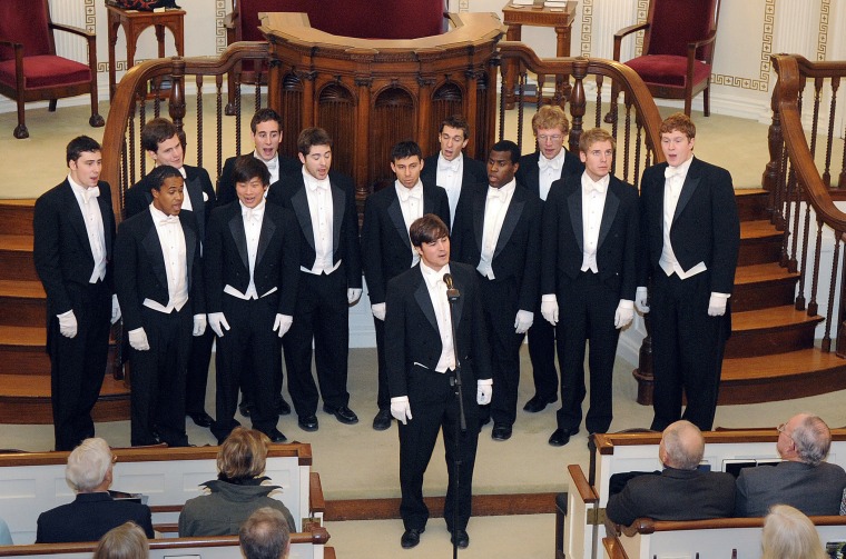 Image: The Whiffenpoofs perform at the First Congregational church