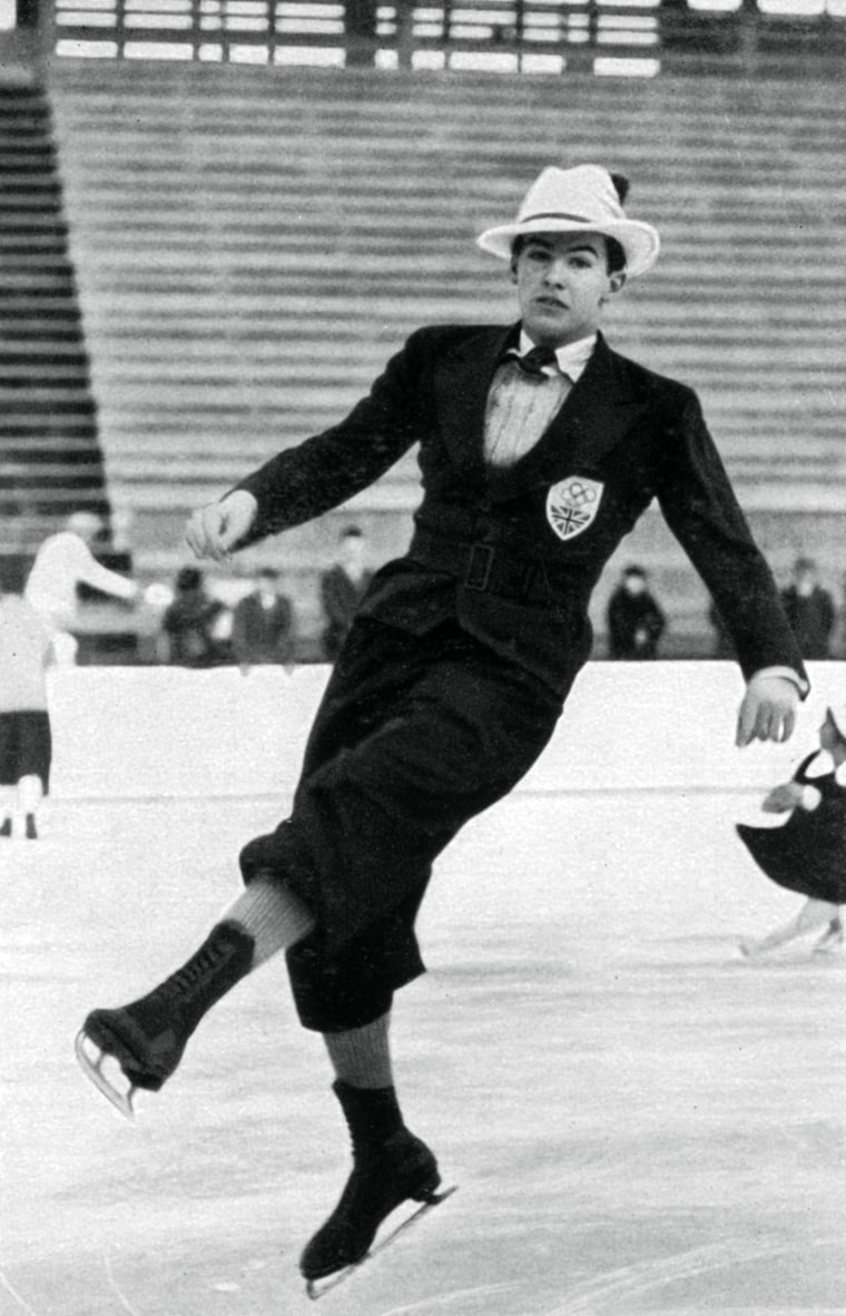 British figure skater Jack Dunn at the Winter Olympic Games, in Garmisch-Partenkirchen, Germany, in 1936. He looks very dapper in his Olympic outfit.