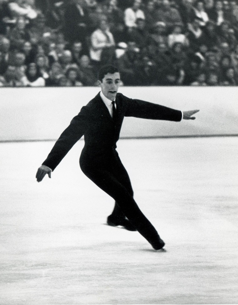 Gary Visconti of the U.S.A competes in Men's figure skating at the 1968 Winter Olympics in Grenoble, France.  Men were still performing in suits and ties.