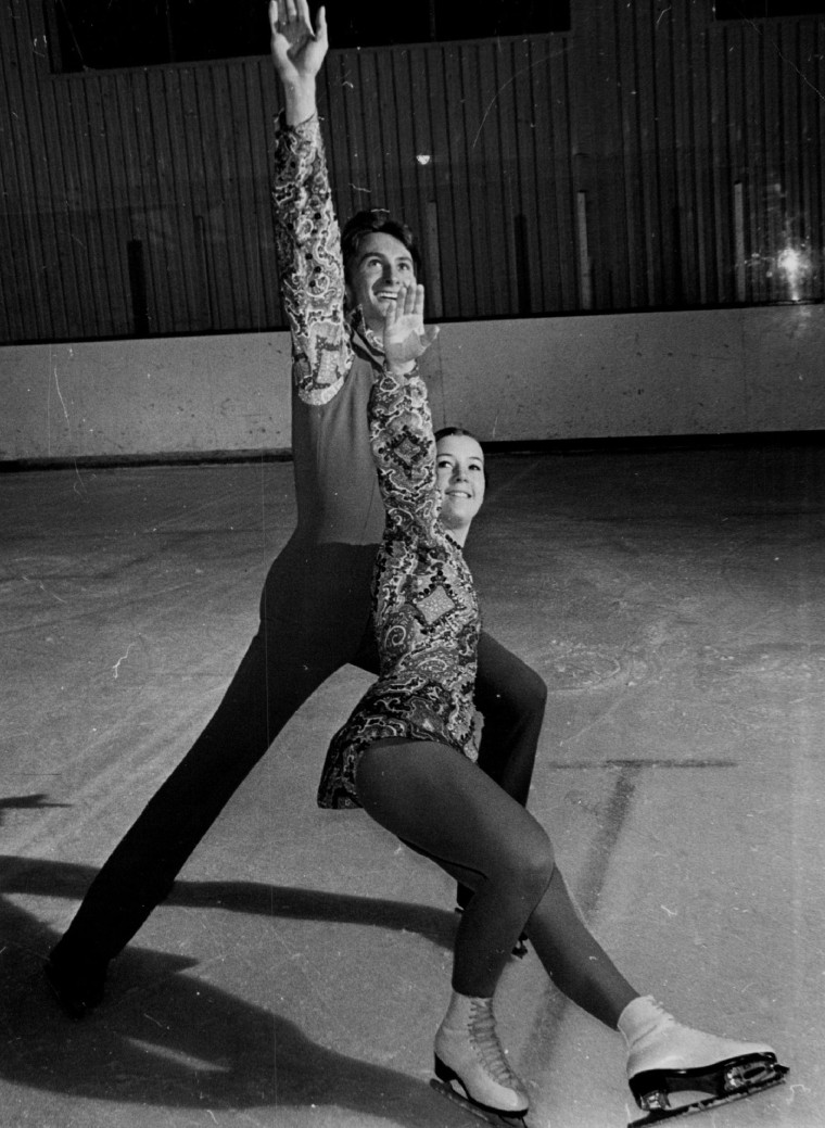 Coloradans Doug Berndt and Barbara Brown compete for spot on U.S. Olympic figure skating team in the 1970's. The pair wore matching paisley.