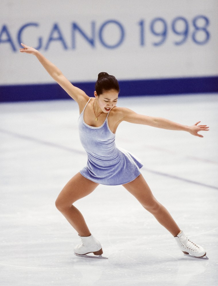 Michelle Kwan of the USA skates her free program in the Ladies Singles event of the figure skating competition in the 1998 Winter Olympics held on February 20, 1998 in Nagano, Japan.