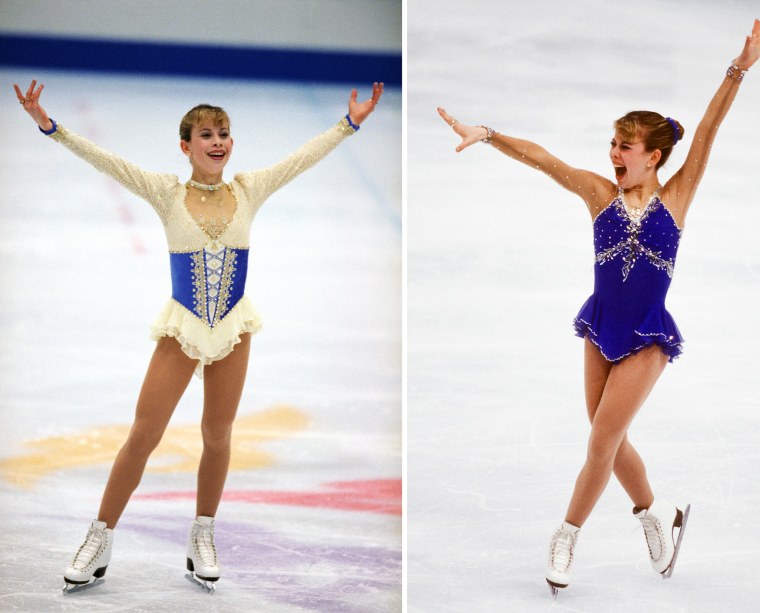 US figure skater Tara Lipinski acknowledges the audience after her short program in White Ring during the 1998 winter Olympic games. (right)Tara Lipinski (USA) skates in the Free Skate event of the Ladies Singles figure skating competition of the 1998 Winter Olympics on February 20, 1998 in Nagano, Japan.