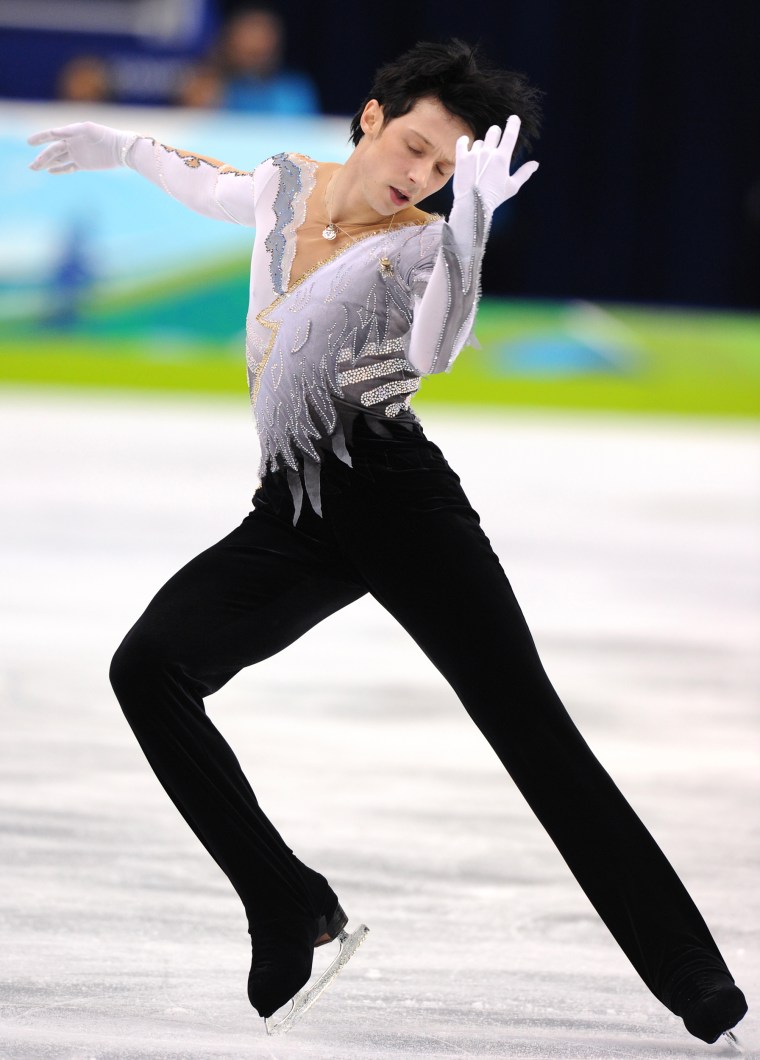 US Johnny Weir performs in the Men's Figure skating free program at the Pacific Coliseum in Vancouver during the 2010 Winter Olympics on February 18, 2010.
