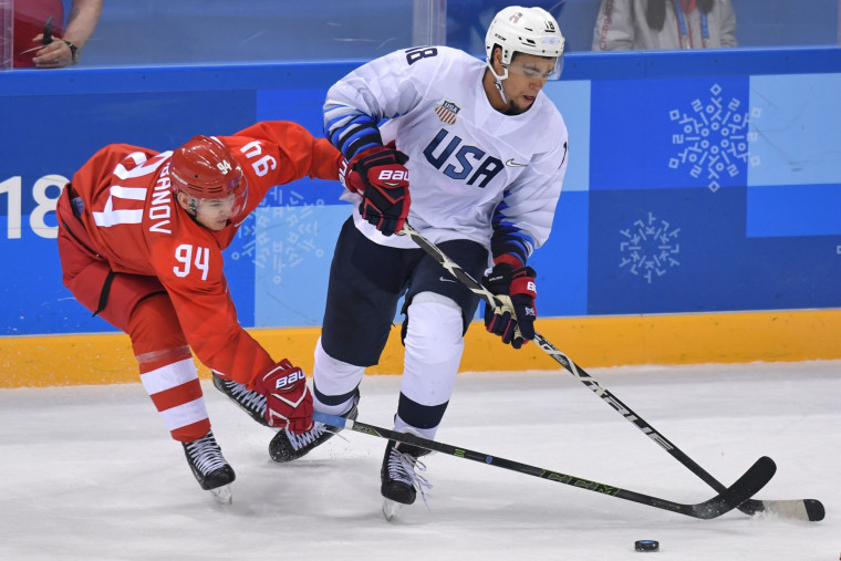 Olympic hockey Russia v. USA - Jordan Greenway