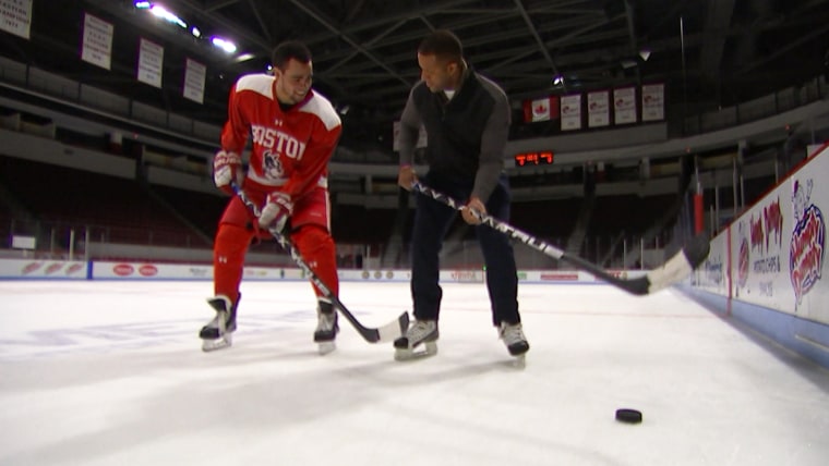 Craig Melvin takes on Olympic ice hockey forward Jordan Greenway.