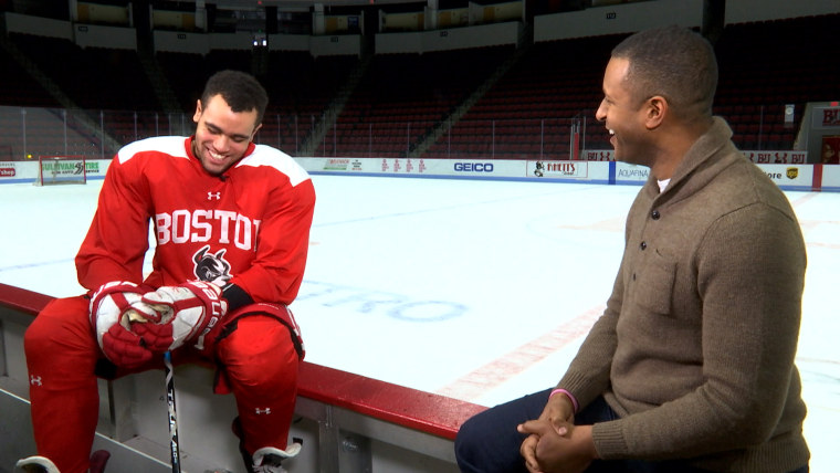 Craig Melvin interviews Jordan Greenway, the first African American Olympic hockey player on Team USA