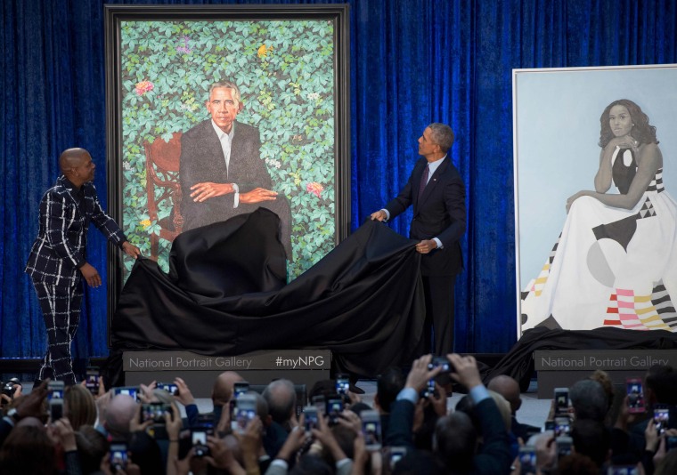 Image: Obama unveils his portrait alongside artist, Kehinde Wiley