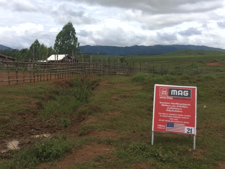 An area of Laos being cleared of unexploded bombs from the Vietnam war.